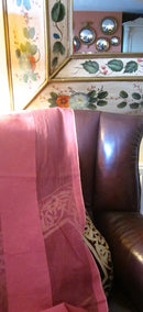 "Terese stripe" Antique classic earth red Madras Cotton Lace Curtain Panel- 48"x 74"readymade