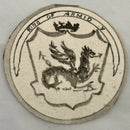 19th Century Boxwood Counter Box Enclosing Nine Armorial Watercolour Roundels.