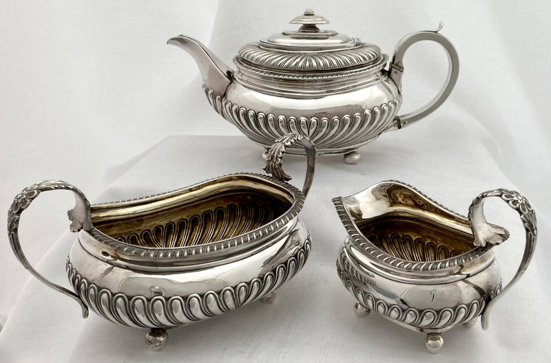 Georgian, George III, Silver Tea Set. London 1816 Alice and George Burrows II. 42.5 troy ounces.