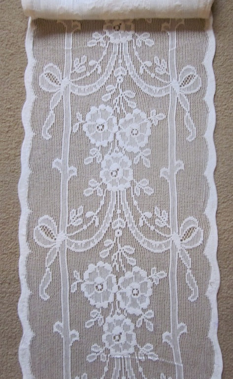 "Olivia highland rose" Antique Victorian style Cotton Lace Curtain Panelling Sold By The Metre - 12 Inches Wide