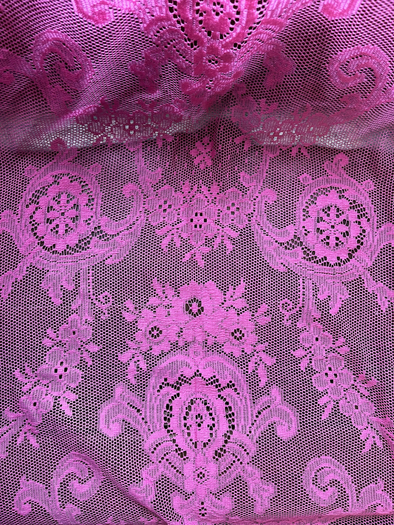Florence Victorian Delicate Design Lace Panel in Hot Pink Fuchsia 127 cm (50") x 302 cm (119")