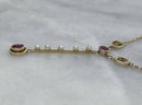 Murrle Bennett & Co 9ct Yellow Gold Art Nouveau Hallmarked 1910 Pink Sapphire, Ruby & Pearl Drop Necklace