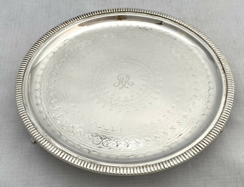 Graduated Pair of Silver Plated Salvers with Monogram for Alfred de Rothschild.