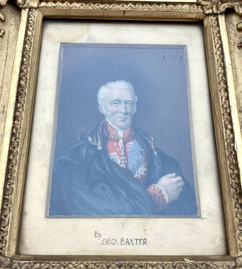19th Century Gilt Framed George Baxter Print of The Duke of Wellington.