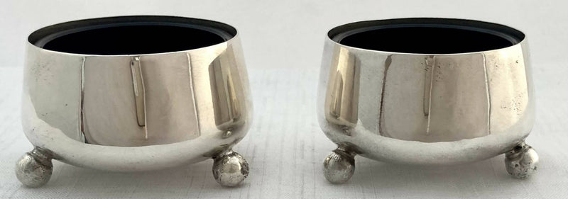 Victorian Pair of Dresser Style Silver Salts. London 1881 Edward Hutton. 2.4 troy ounces.