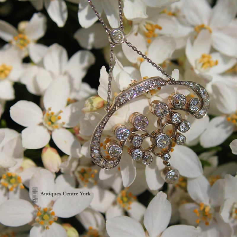 Fine Art Nouveau Belle Epoque Diamond Necklace/Brooch