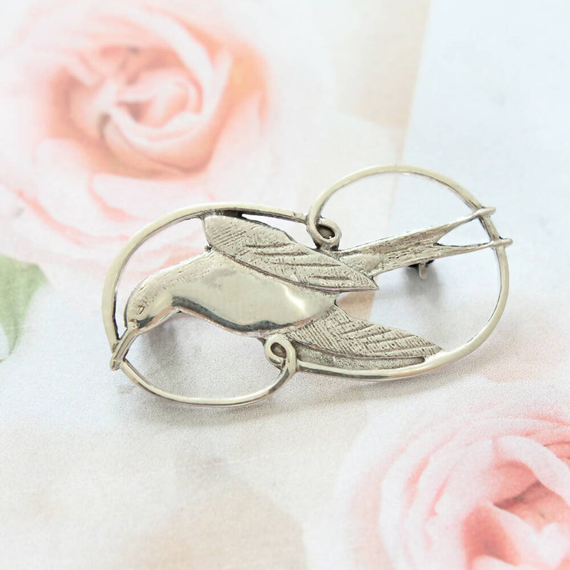 1970's Scottish Silver Arctic Tern Bird Brooch by Shetland