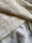 Squircles funky -contemporary Style cream madras Curtain Panelling 56”/54”