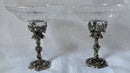 Early Victorian Pair of Silver Plated Pedestal Comport Stands with Etched Glass Dishes. Elkington & Co. 1847