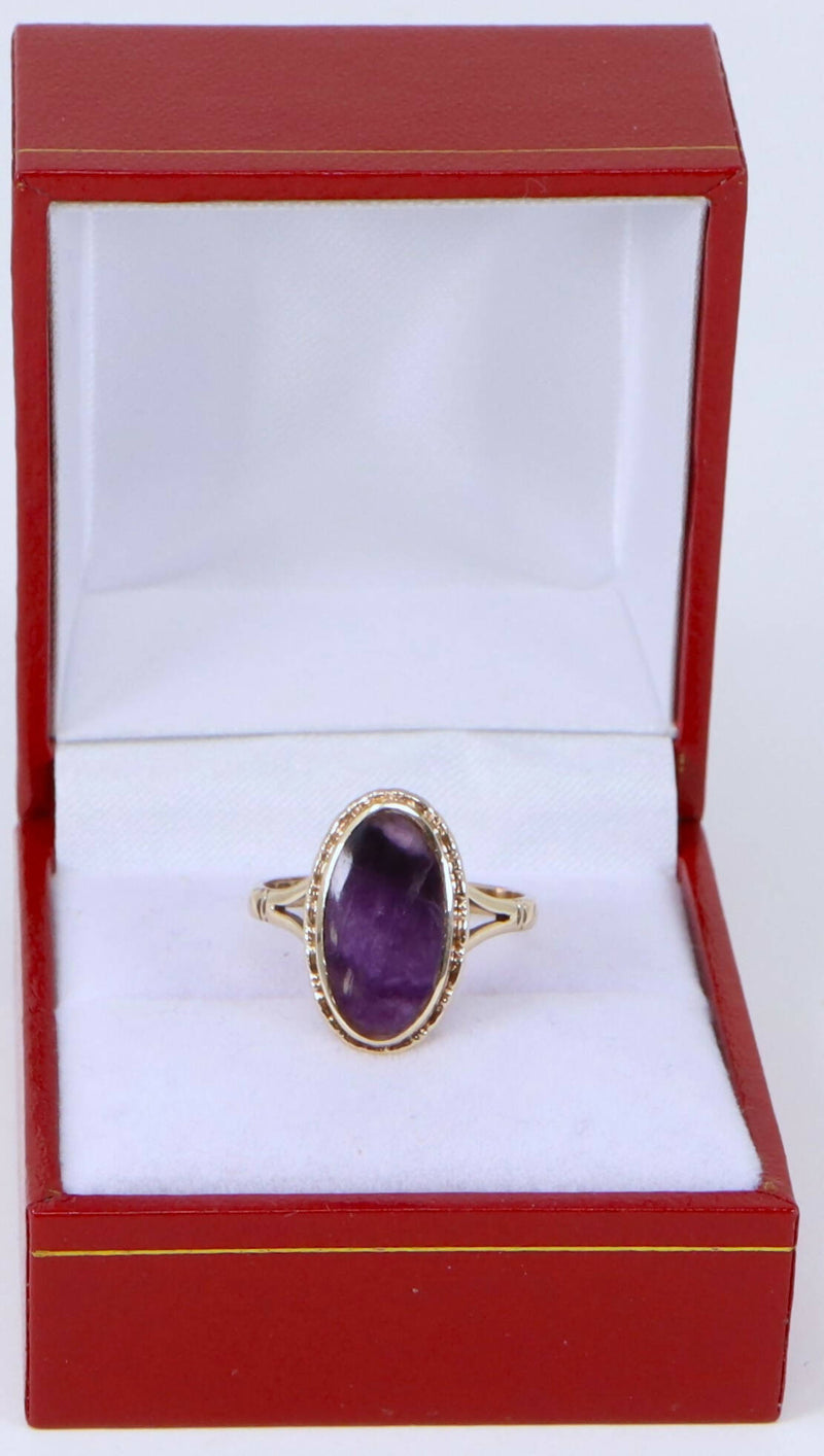 Vintage 9ct Gold Blue John Ring