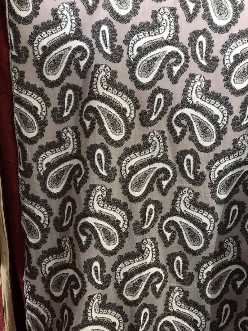 Striking contemporary Paisley Black Cotton madras Lace Curtain Panel 66"/120"