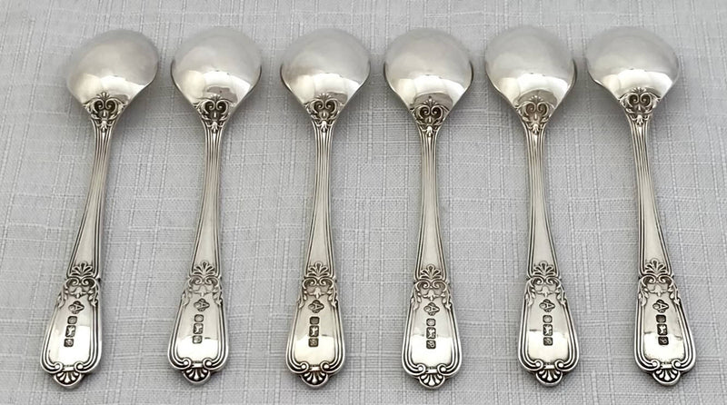 Elizabeth II cased set of six silver, double struck, coffee spoons. Sheffield 1989 Asprey plc. 2.4 troy ounces.