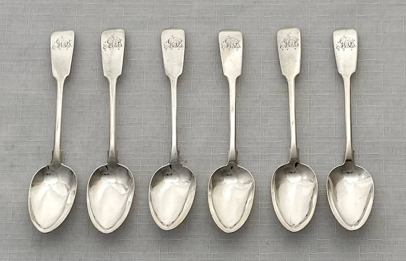 William IV Six Silver Teaspoons. Exeter 1832 George Turner. 2.2 troy ounces.