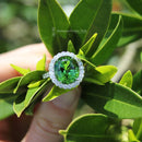 Platinum Fine Green Tourmaline & Diamond Cluster Ring