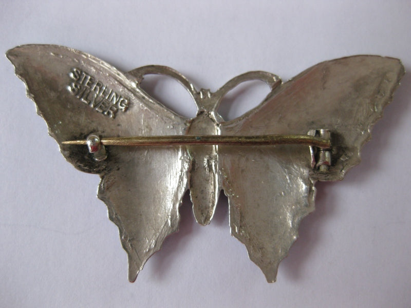 Art Deco Sterling Silver And Enamel Butterfly Brooch (SOLD)