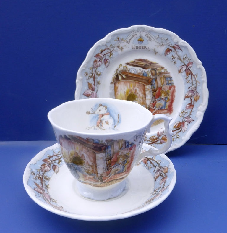 Royal Doulton Brambly Hedge Seasons Winter Trio Teacup, Saucer and Plate - Full Size