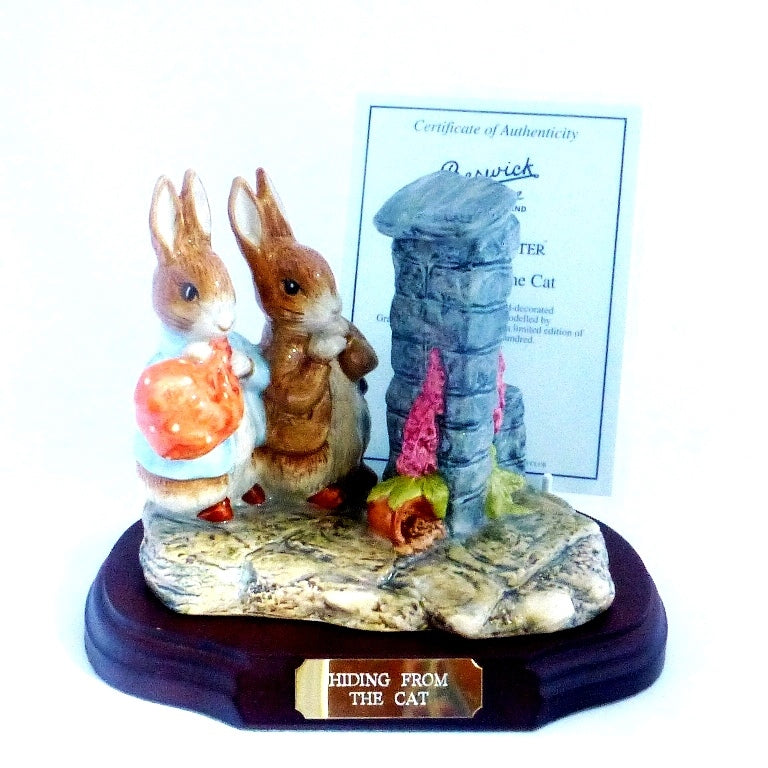 Beswick Limited Edition Beatrix Potter Figurine - Hiding From The Cat (Boxed)