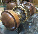 Brass & Wood  Door Knobs 1 Pair