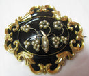 Early Victorian Gold, Enamel & Pearl Mourning Brooch
