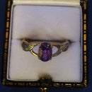 9ct Gold Amethyst and Diamond Ring Size M