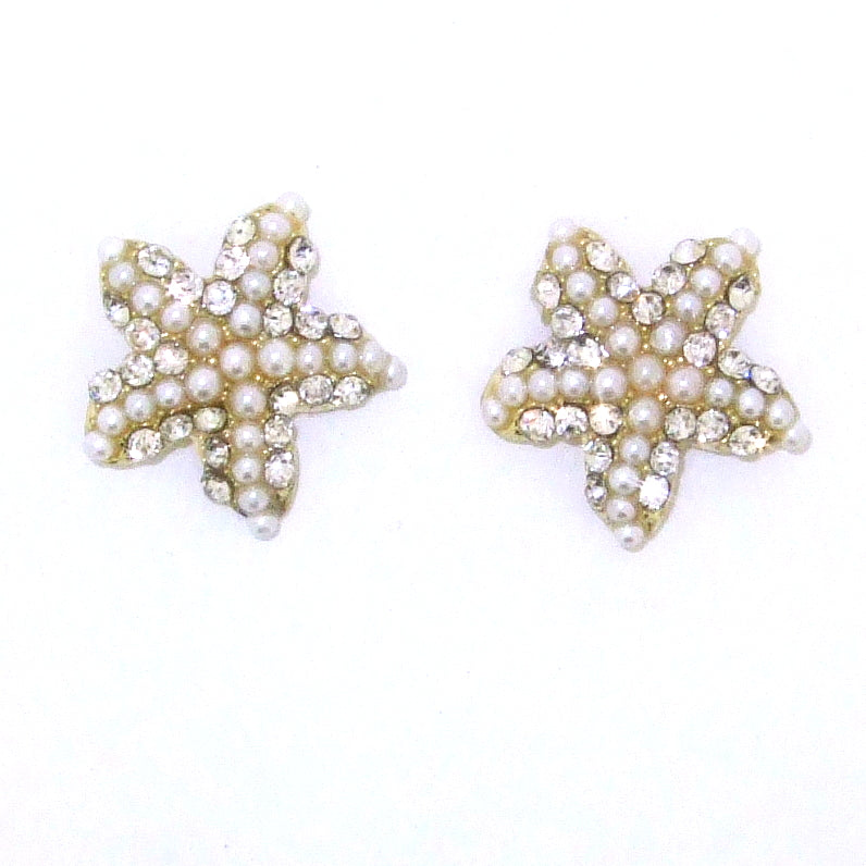 Pearl Crystal Starfish Earrings