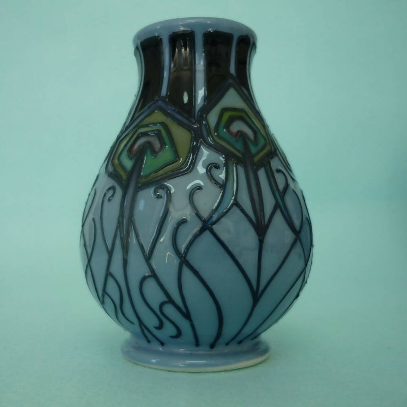 A Boxed Moorcroft Vase in the Peacock Parade Design by Nicola Slaney