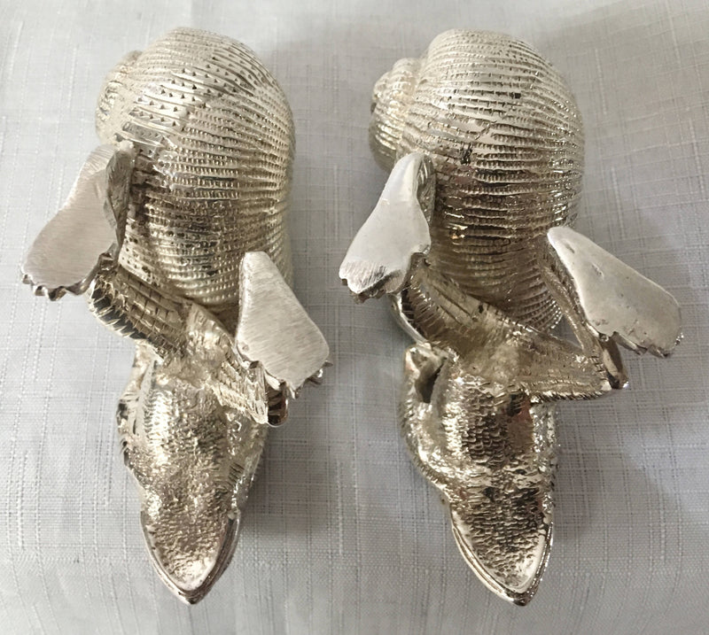 Pair of novelty silver plated frog and snail shell gilt lined salts.
