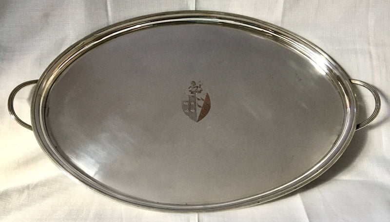 Georgian, George III, Old Sheffield Plate tray, circa 1790 - 1800, displaying the Marital Arms of Josiah Wedgwood II.