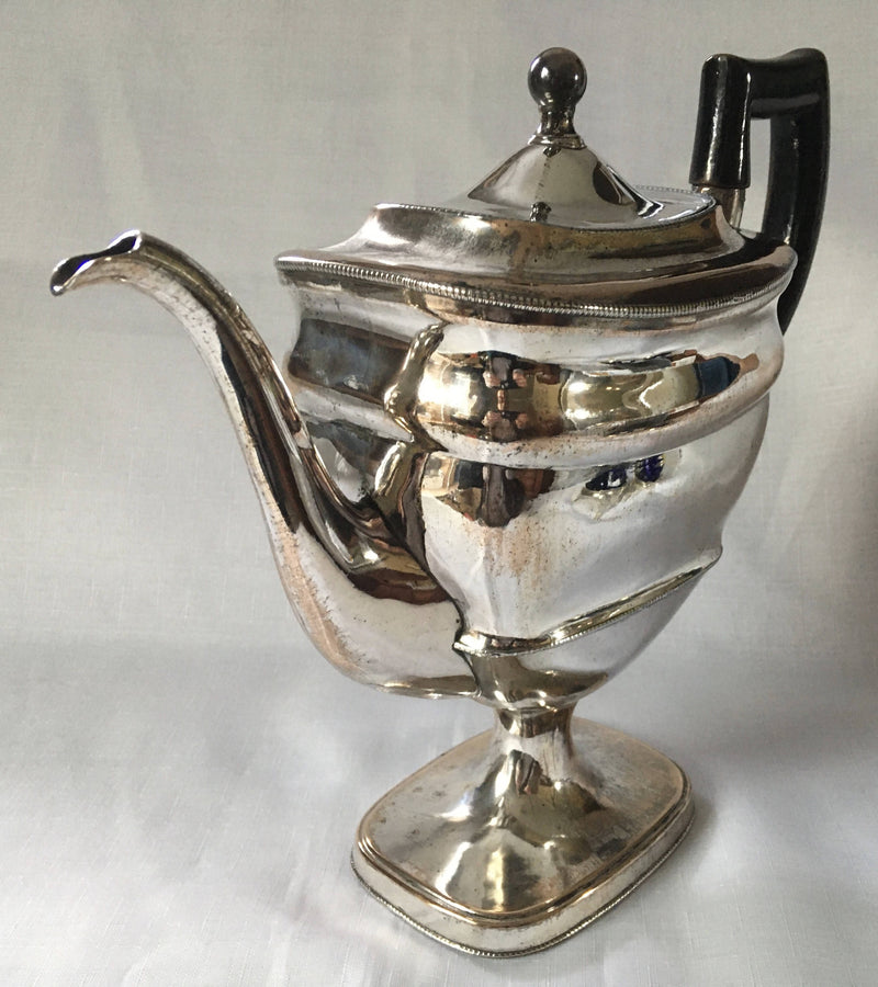 Georgian, George III, Old Sheffield Plate, vase shaped pedestal teapot, circa 1810.