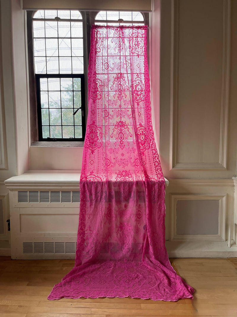 Florence Victorian Delicate Design Lace Panel in Hot Pink Fuchsia 127 cm (50") x 302 cm (119")