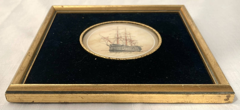 Early 20th Century English Maritime School Watercolour Miniature of HMS Victory.