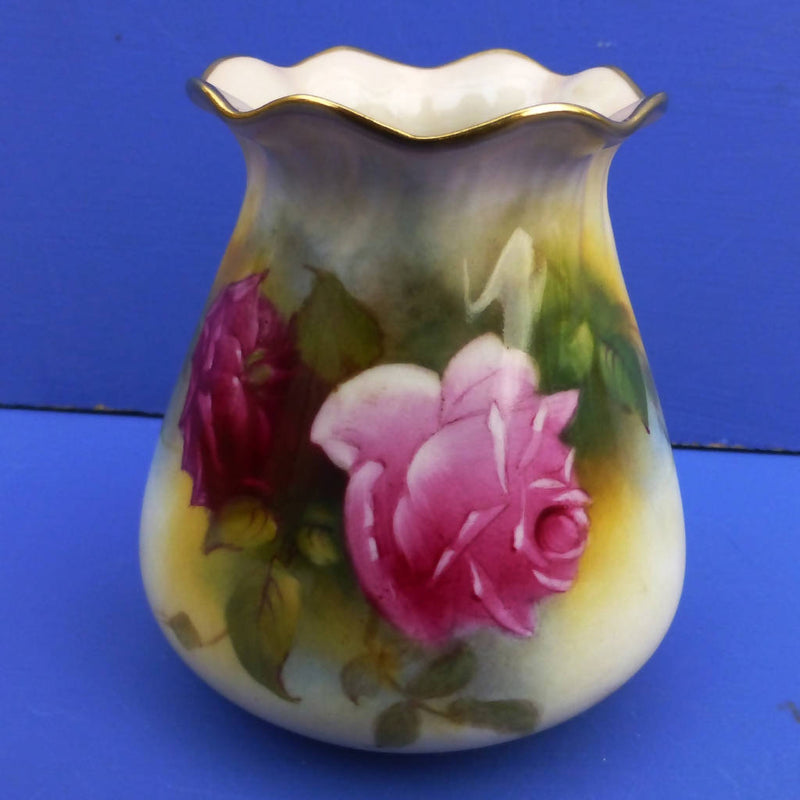 Royal Worcester Roses Vase By Millie Hunt C1928