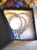 New Diamond Cut Silver Beads Necklace - 20"