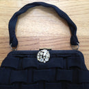 1950's black crepe evening bag