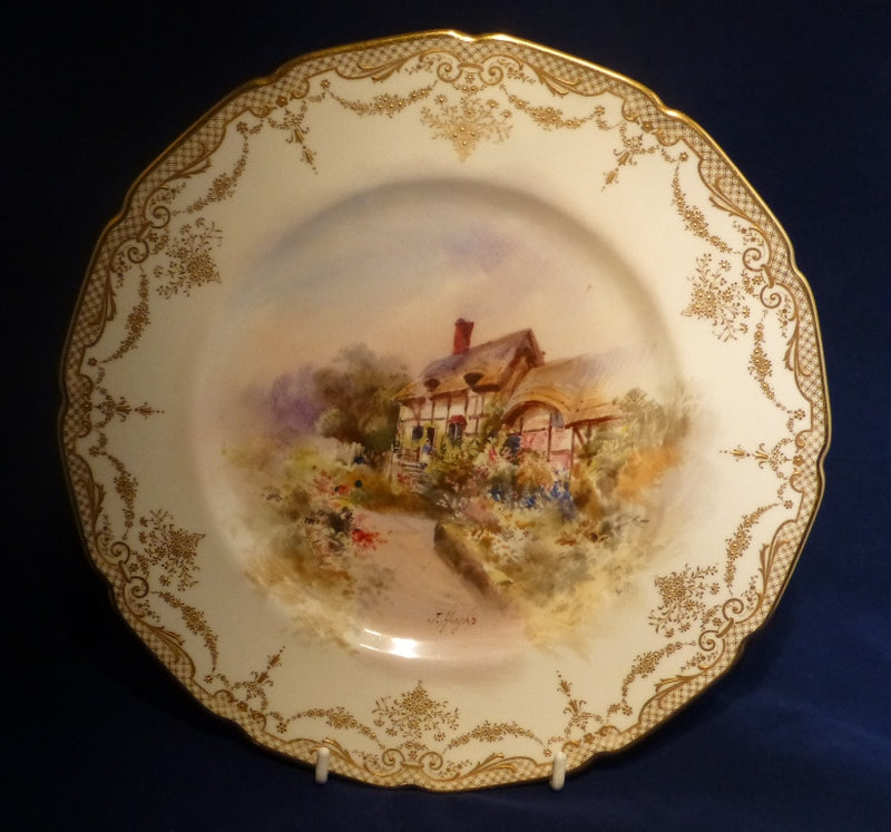 Royal Doulton Heavy Gilded Cabinet Plate Signed by J Hughs - C1920