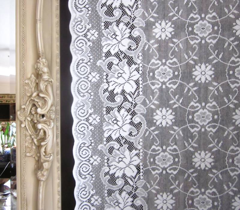 Victorian - Victorian design Cream Cotton Lace Curtain Panelling By The Metre- Width 130 cms