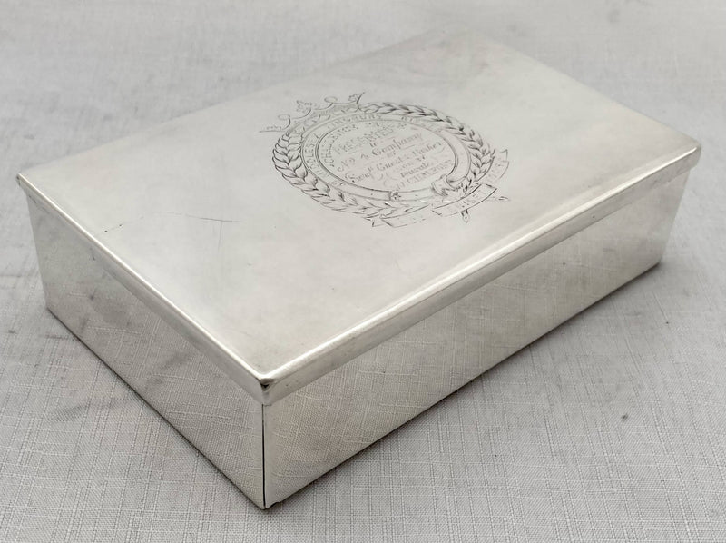 Large Regimental Silver Plated Sandwich Box; 39th Middlesex Finsbury Rifles.