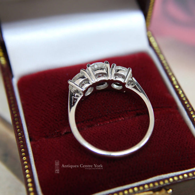 Certified 18ct White Gold Diamond 3.35cts Three Stone Ring