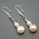 Bridget: Swarovski pearls and crystals silver drop earrings