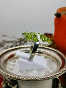 New Peridot 925 Sterling Silver Ring with Platinum Overlay Ring (Size N/O)