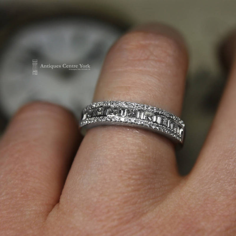 Platinum Princess, Brilliant & Baguette Cut Diamond 0.69ct Half Eternity Ring