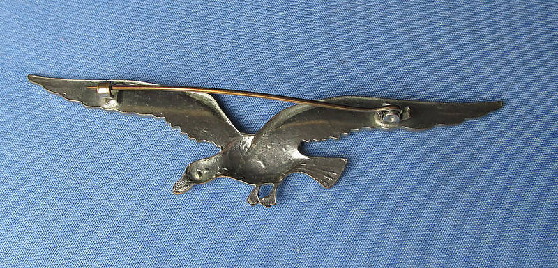 Metal Brooch Modelled As A Large Wingspan Bird In Flight