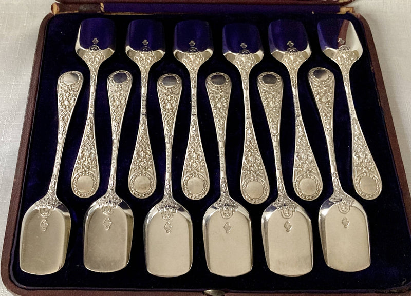 Victorian Cased Set of Twelve Ice Cream Shovels. Martin Hall & Co. of Sheffield. circa 1870 - 1890.