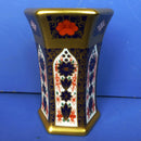 Royal Crown Derby Old Imari Solid Gold Band (SGB) 1128 Hexagonal Vase