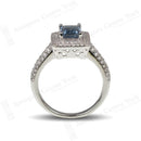 18ct White Gold Aquamarine & Diamond Rectangular Cluster Ring