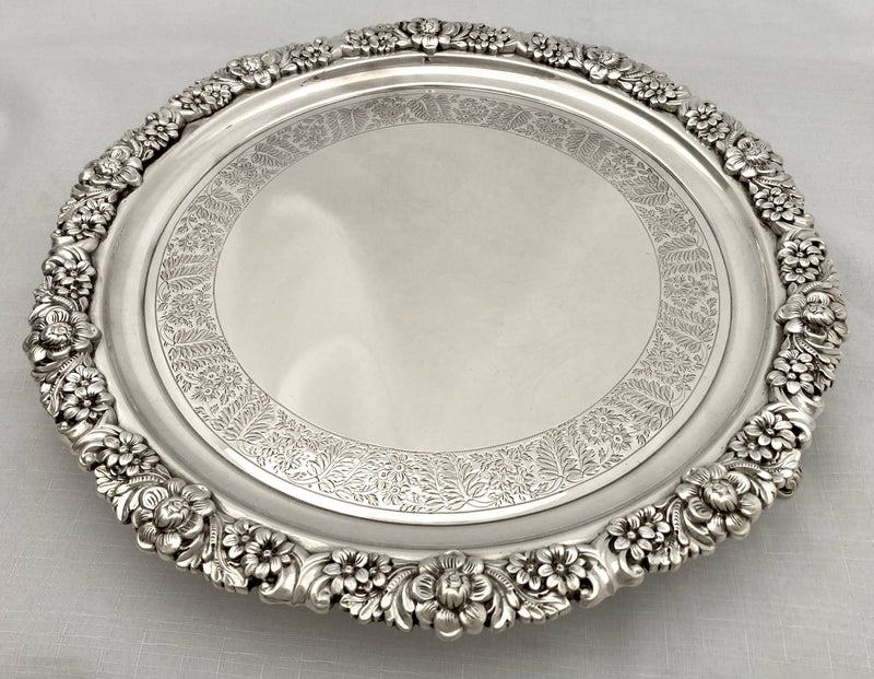 Georgian, George III, Silver Salver. Sheffield 1818 S. C. Younge & Co. 44 troy ounces.