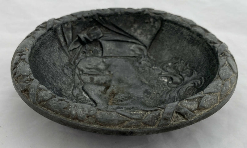 Victorian William Gladstone Relief Pewter Pin Dish, circa 1880 - 1900.