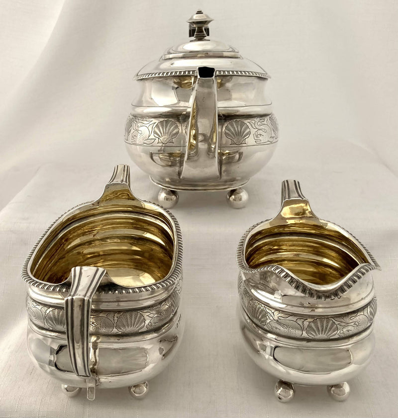 Georgian, George III, Silver Tea Set. London 1810 Solomon Hougham. 36 troy ounces.