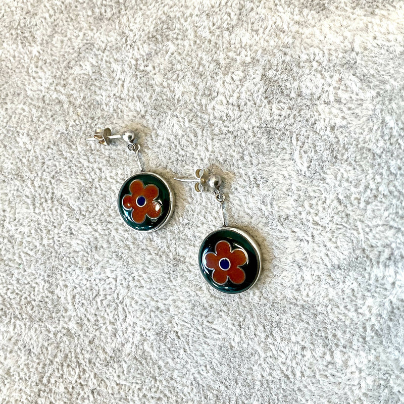 1970’s silver enamel earrings