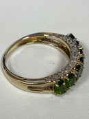 9ct Gold Green Tourmaline and Diamond Ring